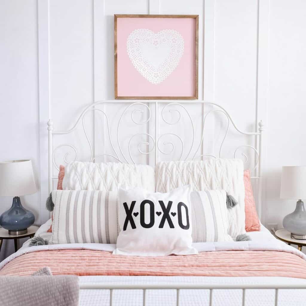 Lovely Pink Farmhouse Bedroom With Pink Heart Décor Soul & Lane
