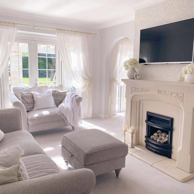 Luxurious Living Room With French Windows and Doors