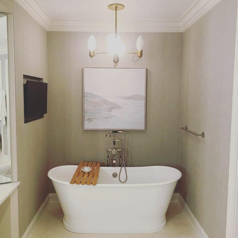 Luxurious Master Bathroom With Free-standing Bathtub