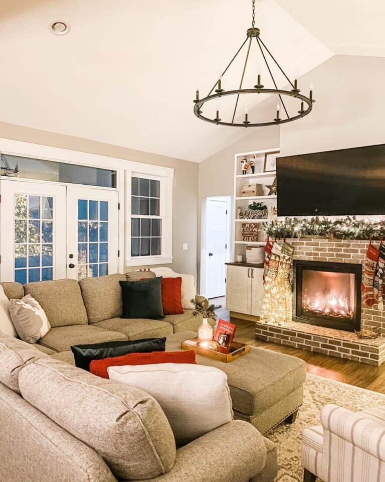 Luxurious TV Room With Fireplace Hearth