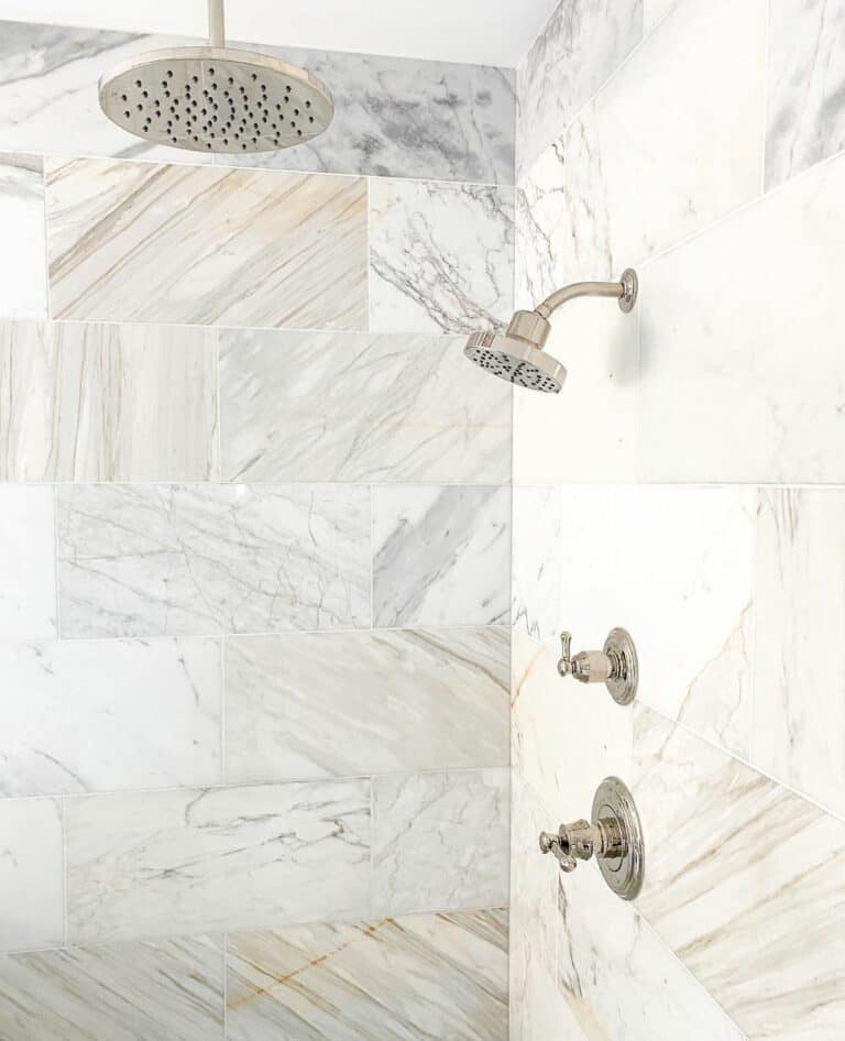 Luxurious White Marble Waterfall Shower