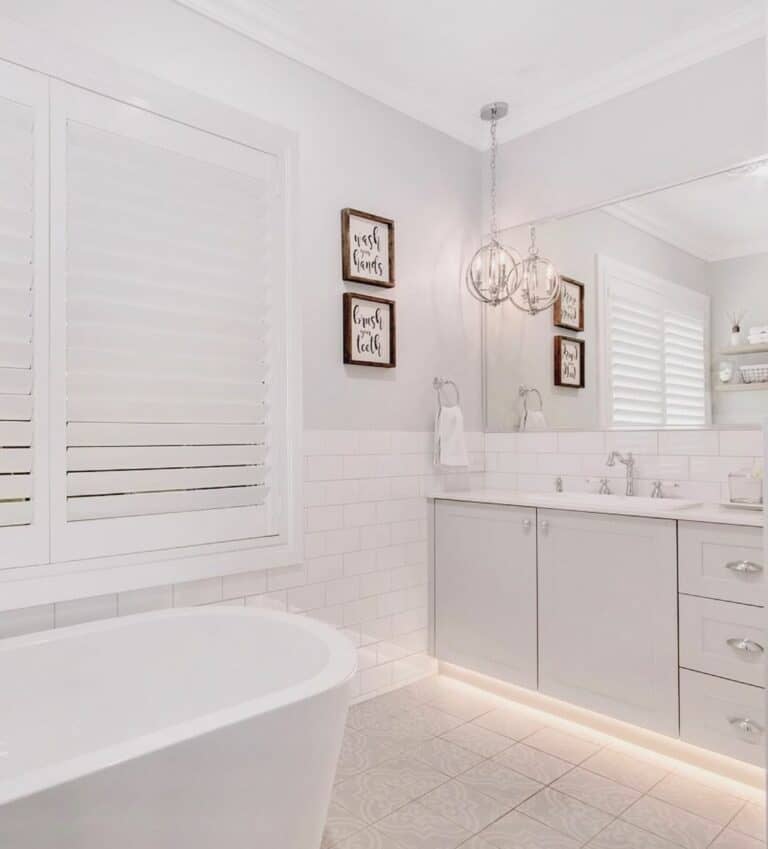 Luxury Master Bathroom With Underlit Cabinetry