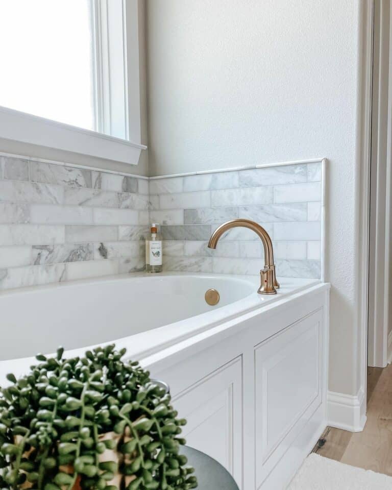 Marble Backsplash for Built-in Bathtub