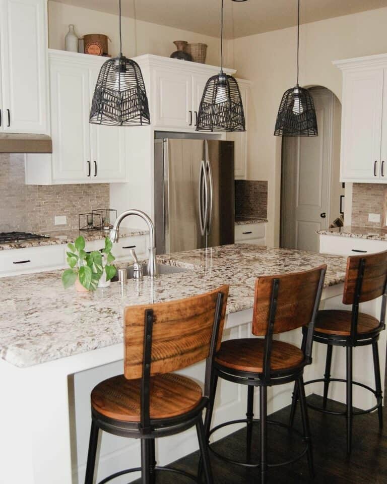 Marble and White Island for Small Kitchen Ideas