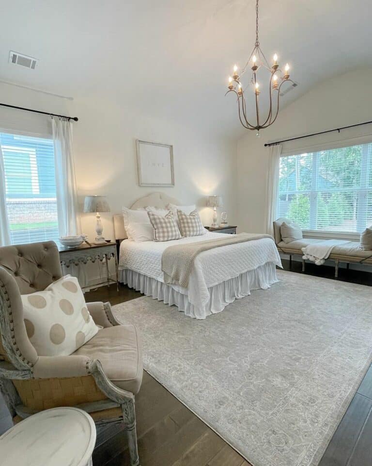 Master Bedroom Sitting Areas With Chair and Bench