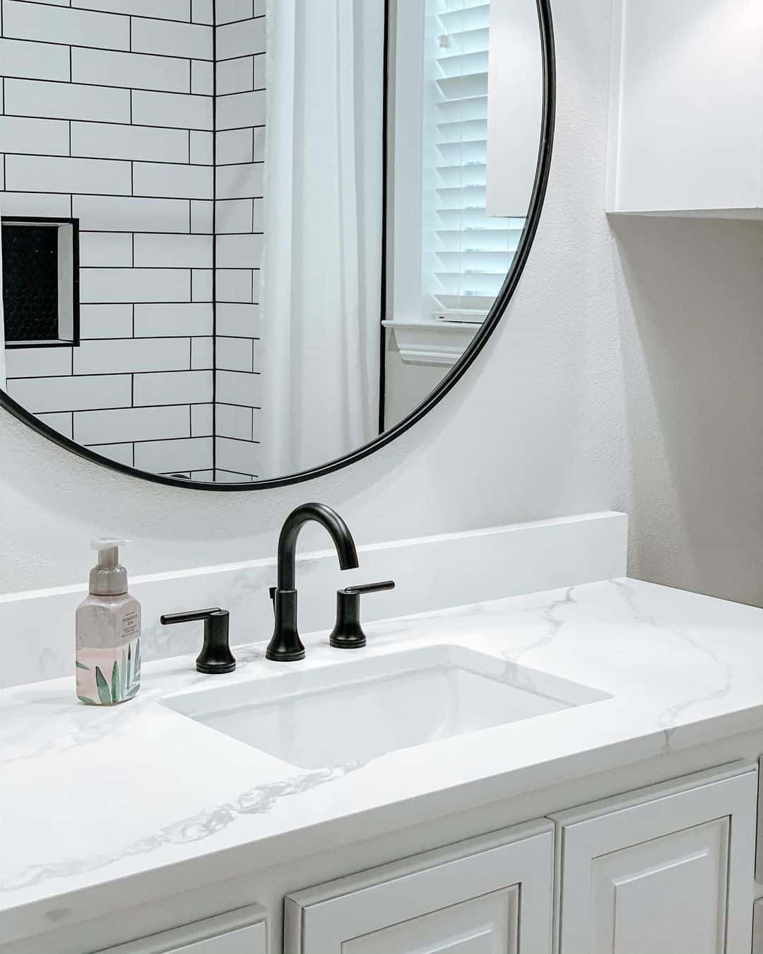 Minimalist White Bathroom With Black Accents - Soul & Lane