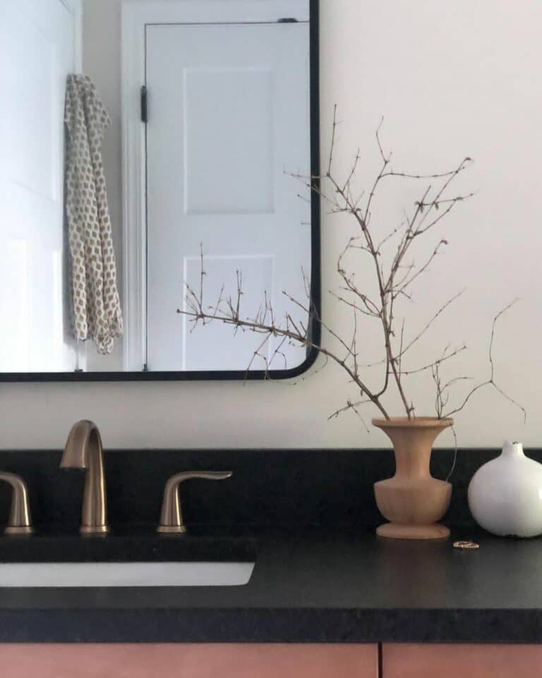 Minimalistic Bathroom With Black Countertop