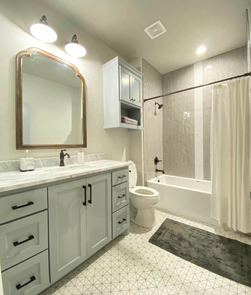 Minimalistic Bathroom With Marble Countertop