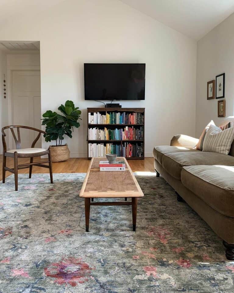 Minimalistic Farmhouse Living Room With TV