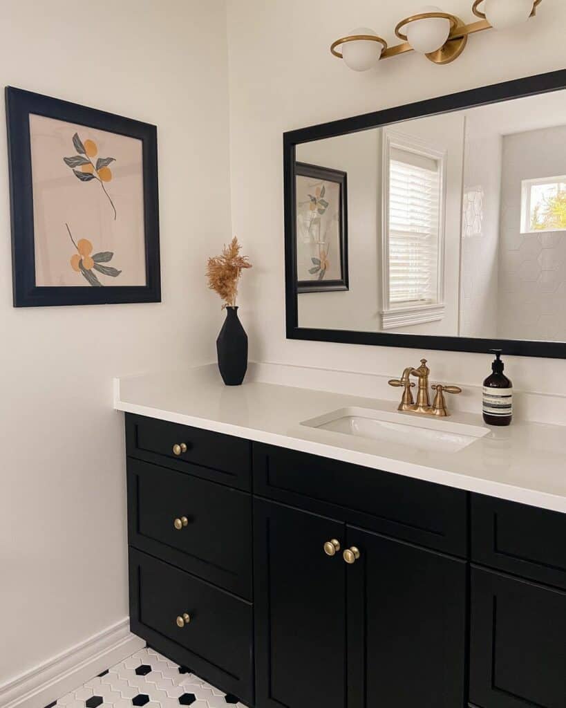 Modern Bathroom With Black Vanity