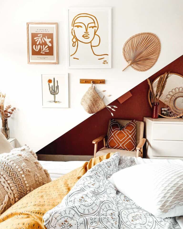 Modern Boho Wall Art Inspiration for a Bedroom