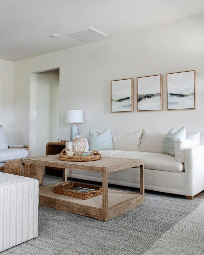 Modern Coastal Living Room With Gentle Teal Accents