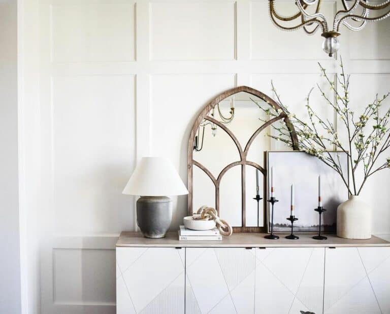 Modern Console Table Topped With Farmhouse Décor