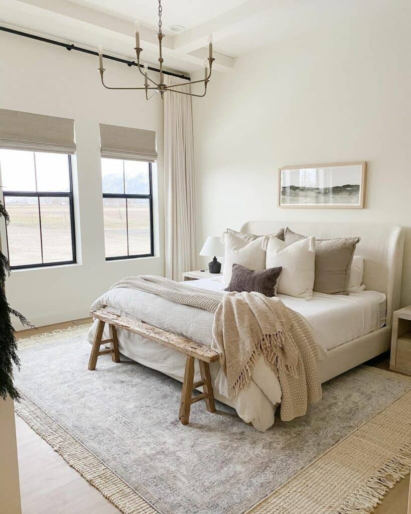 Modern Farmhouse Bedroom With Vaulted Ceilings