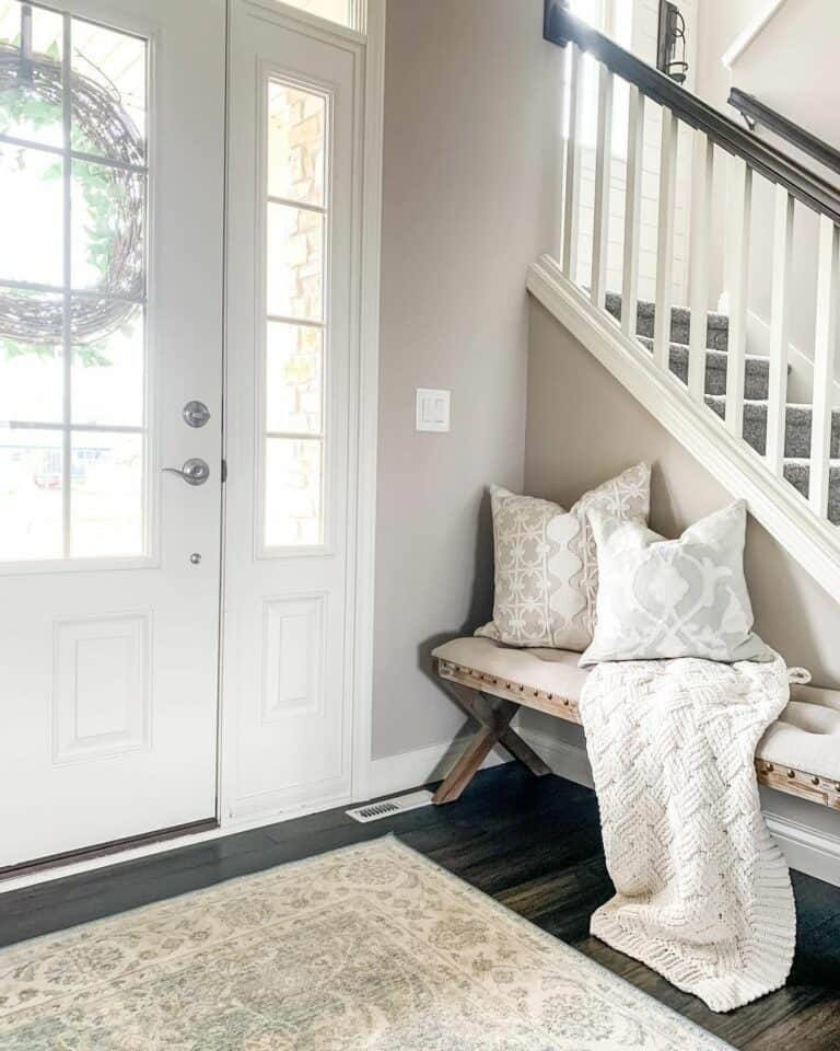 Modern Farmhouse Entryway With Vintage Rug