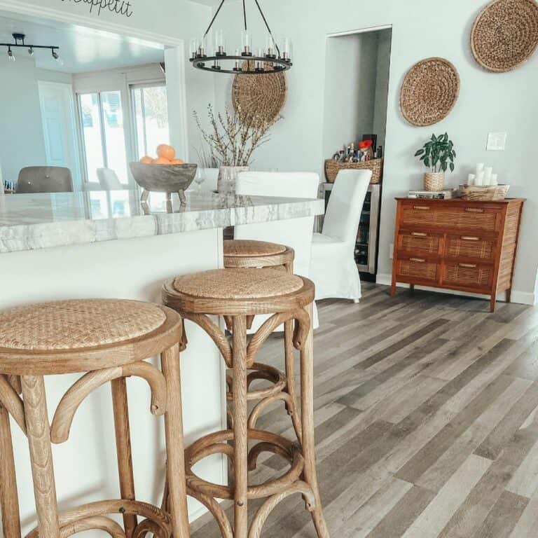 Modern Farmhouse Kitchen With Rattan Accents