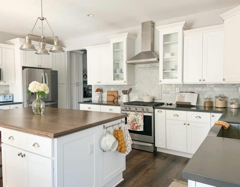 Modern Farmhouse Kitchen With White Cabinets
