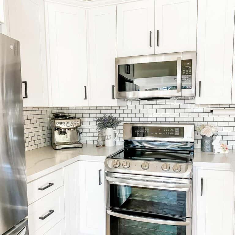 Modern Farmhouse Kitchen With White Subway Tile Backsplash