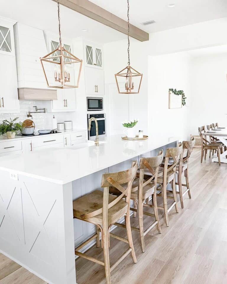 Modern Farmhouse Kitchen With Wooden Chairs
