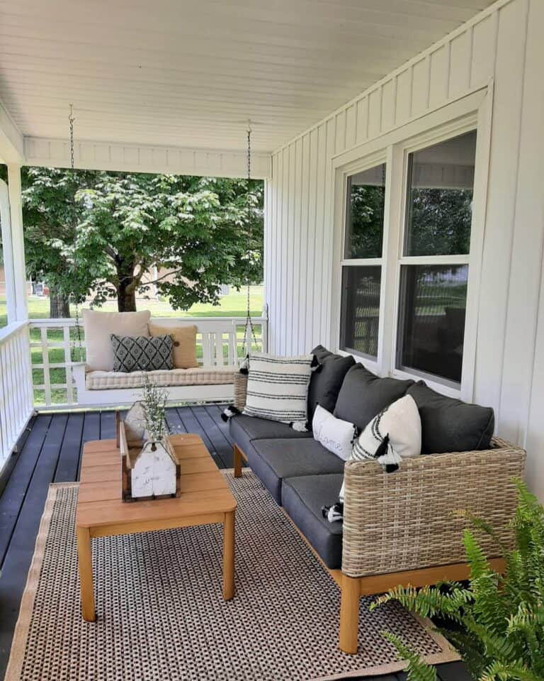 Modern Farmhouse Porch With Black Decking
