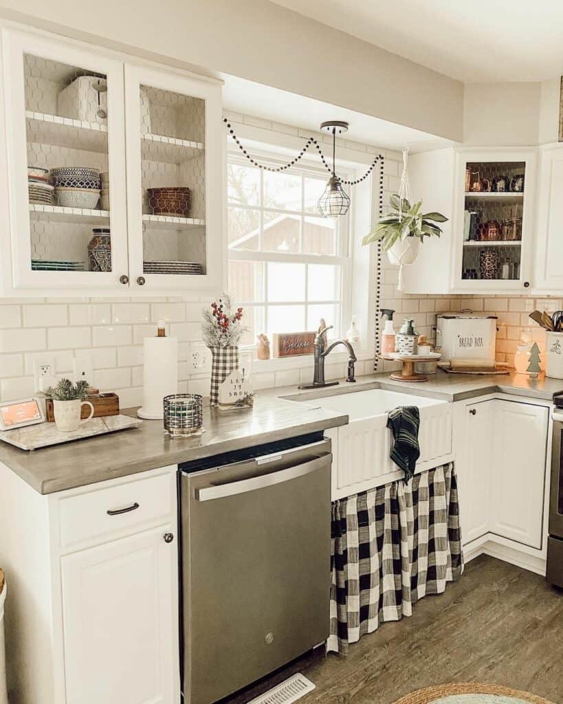 Modern Farmhouse Style Kitchen With Gray Countertop