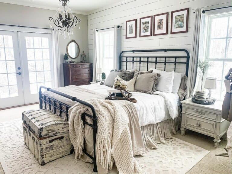 Modern Farmhouse-style Bedroom With Gallery Wall