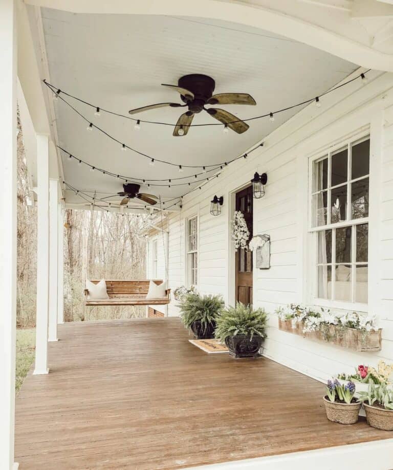 Modern French Cottage-inspired Porch Décor Ideas With Potted Flowers