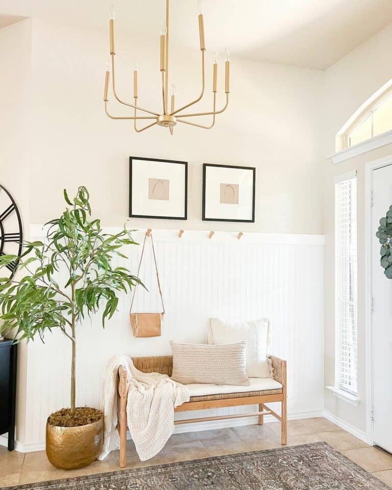 Modern Gold Accents in White Entryway