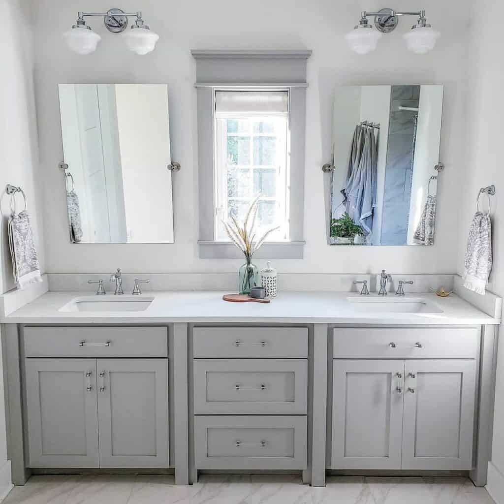 Modern Gray Bathroom With White Countertop