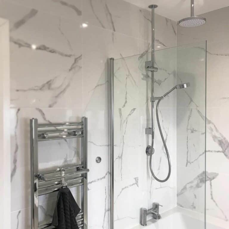 Modern Gray and White Marble Tile for a Bathroom Shower