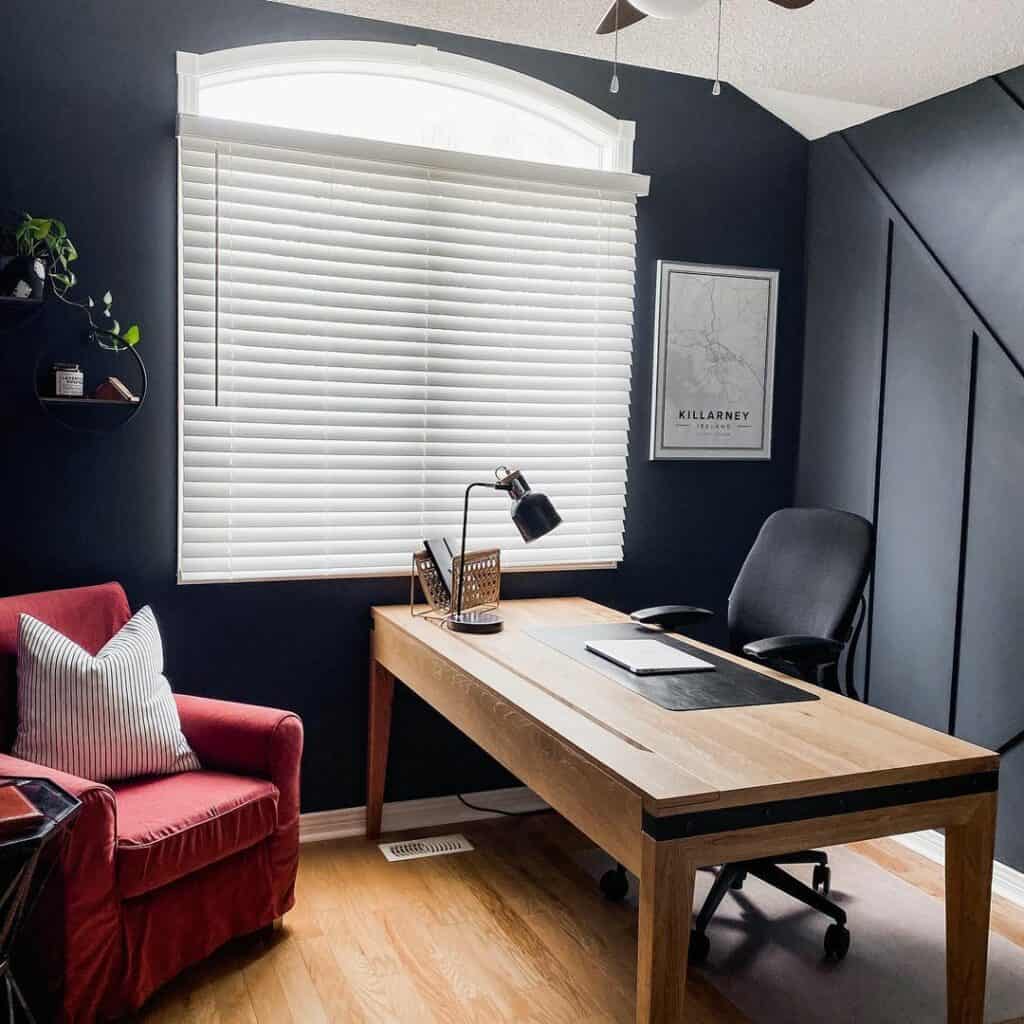 Modern Home Office With Black Interior