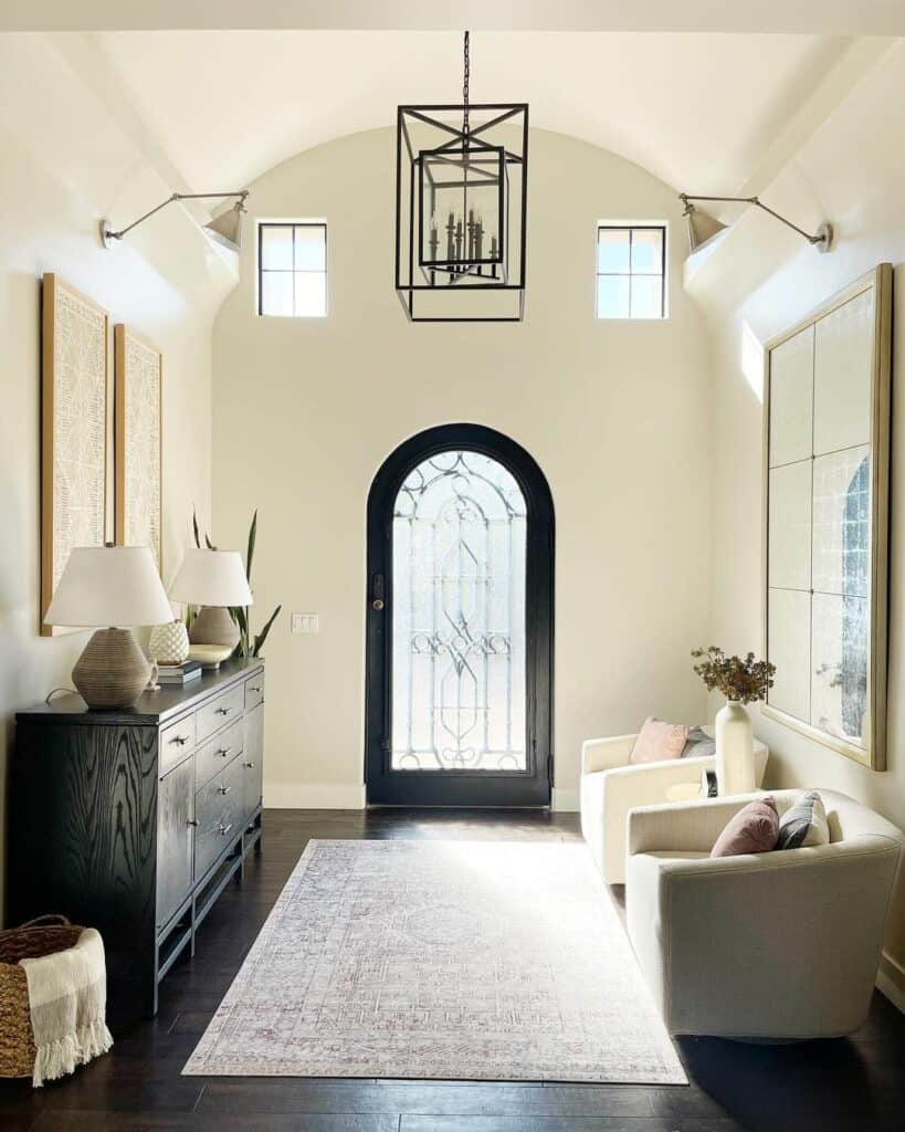 Modern Home With Black Foyer Pendant Light