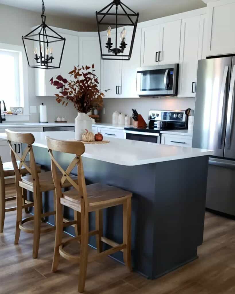 Modern Kitchen Island With Sherwin Williams Peppercorn Paint