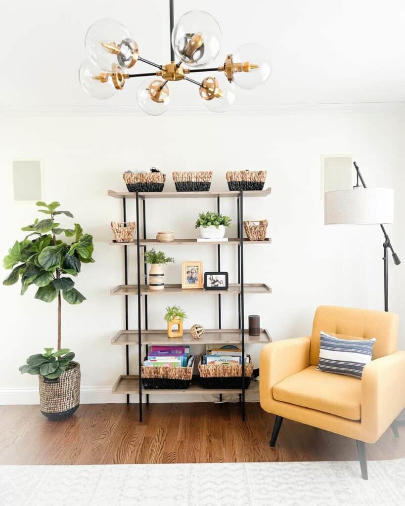 Modern Living Room Design with Yellow Chair