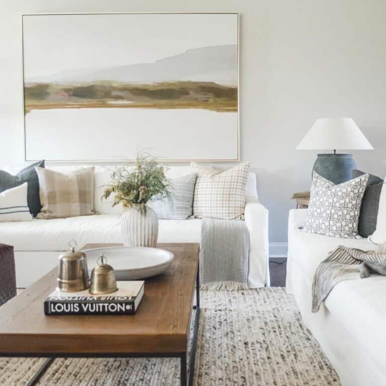Modern Living Room With Framed Landscape