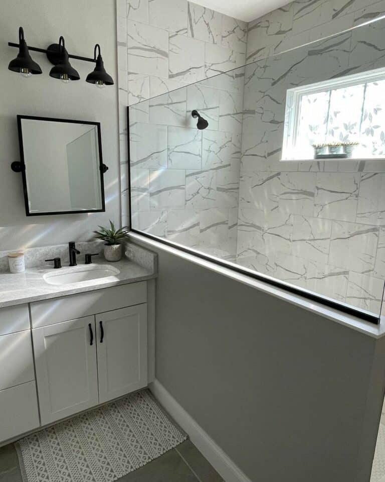 Modern Luxurious Gray Marble Shower