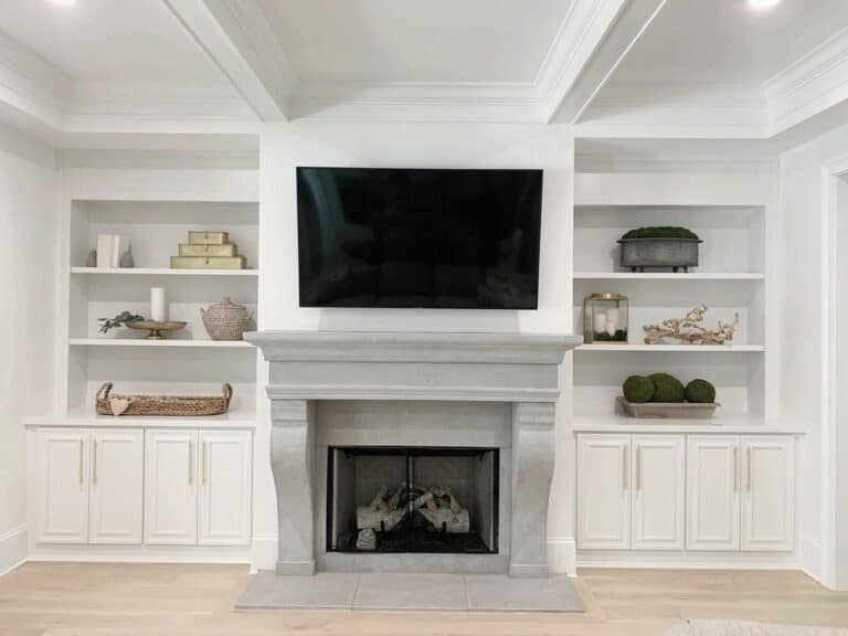 Modern Minimalist Light Gray Fireplace