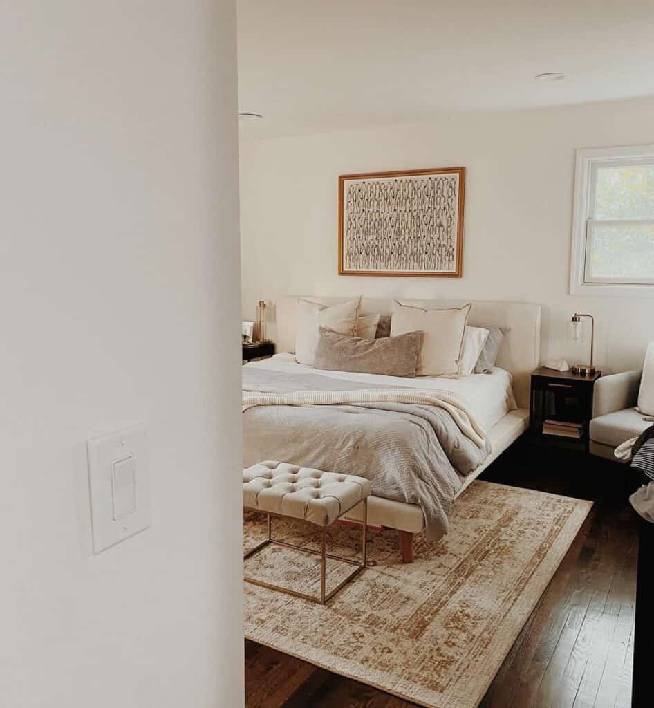 Modern Minimalist Upholstery in Neutral Bedroom