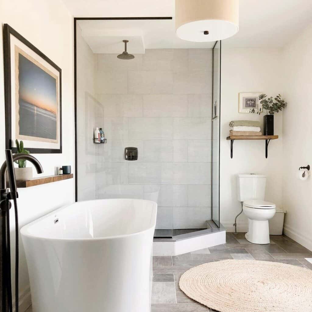 Modern Spa-inspired Bathroom With Warm Wood Accents