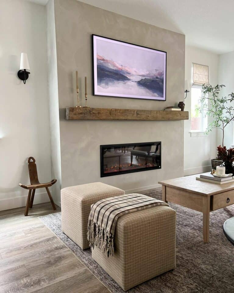Modern TV Wall Design With Textured Paint