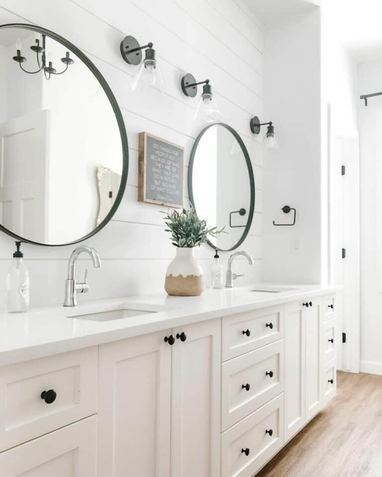 Modern White Bathroom With Black Accents