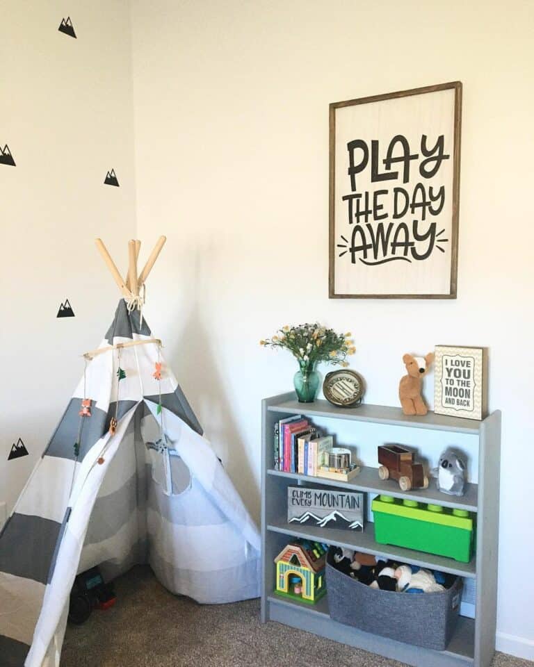 Mountain Decals on Playroom Accent Wall