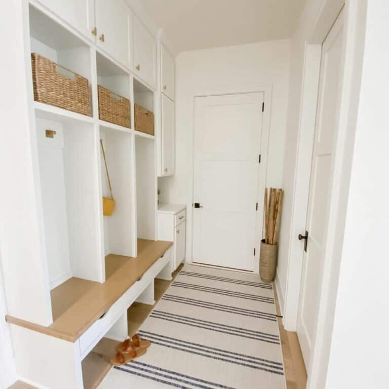 Mudroom Entry With White Built-in Lockers