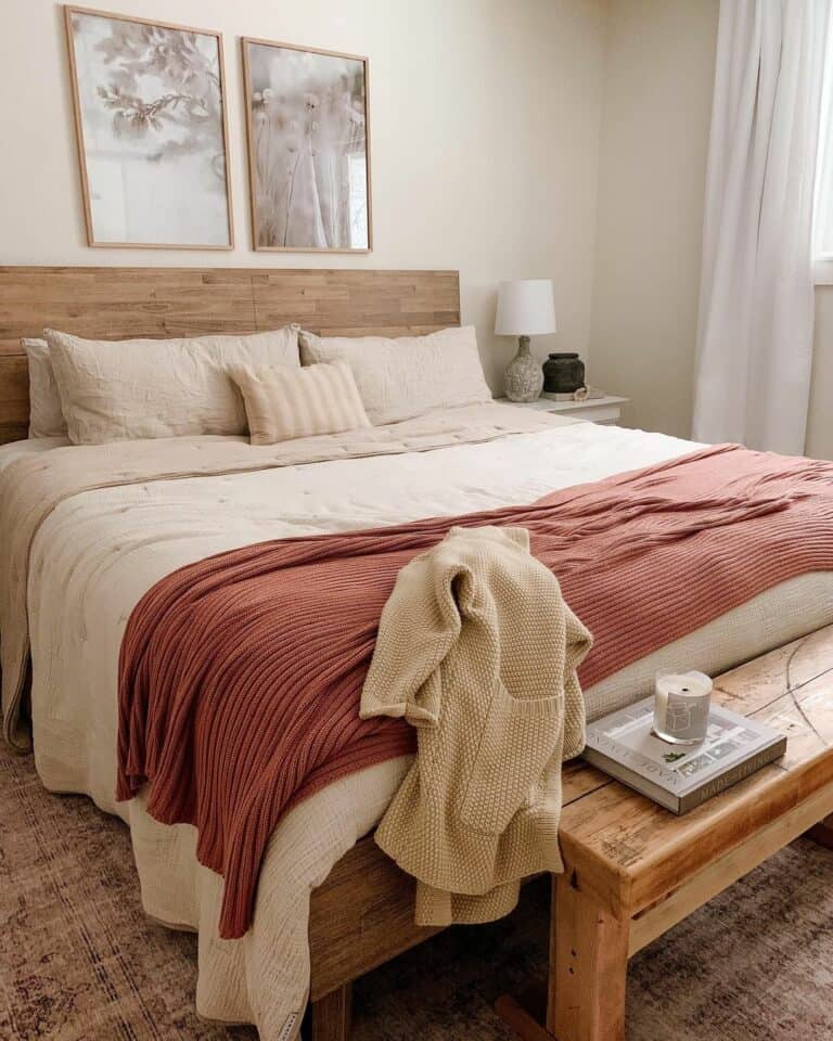 Muted Pink Bedroom With Botanical Décor