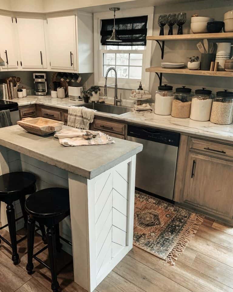 Natural Kitchen With Concrete Countertop Island