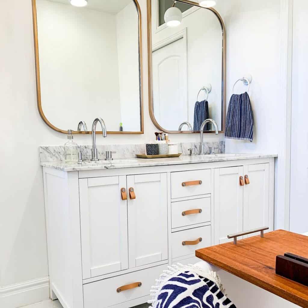 Natural Master Bathroom With a Double Vanity