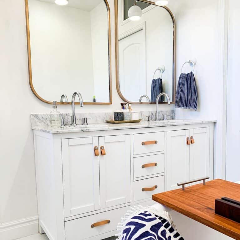 Natural Master Bathroom With a Double Vanity