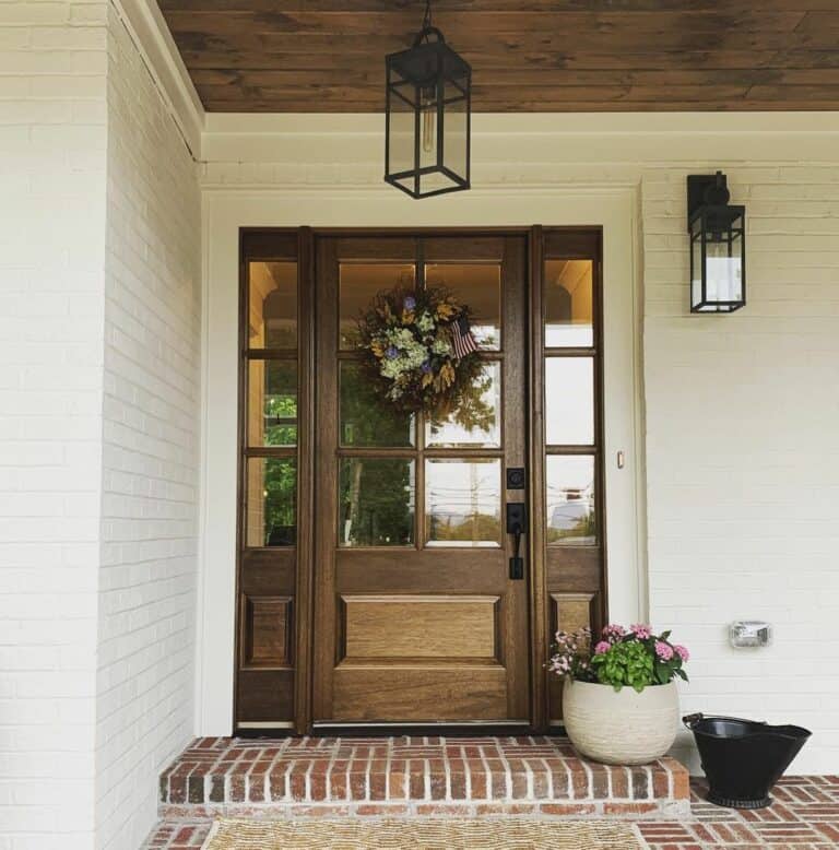 Natural Styled Front Porch With Wreath