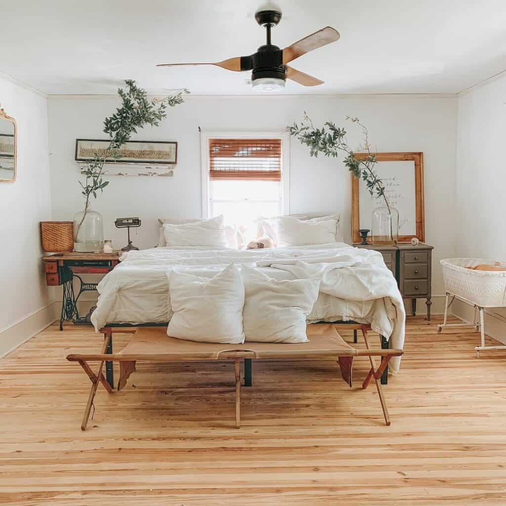 Natural Wood and White Master Bedroom