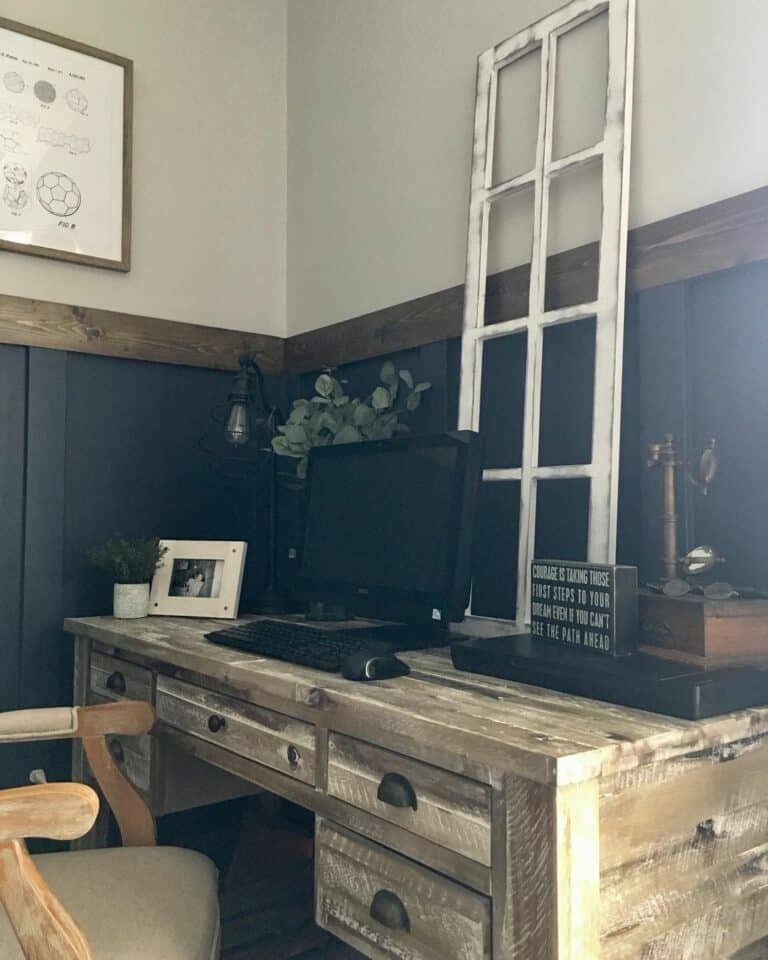 Navy and White Office